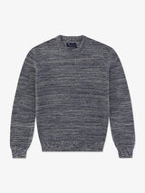 Pull col rond uni jeu de point indigo - IZAC