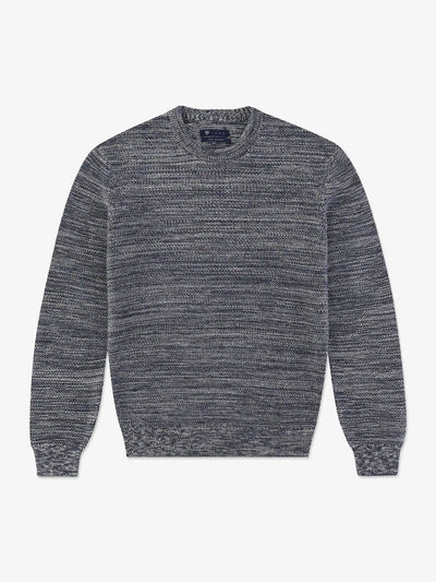 Pull col rond uni jeu de point indigo - IZAC