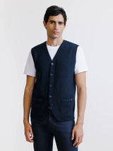 Gilet sans manche en maille marine - IZAC
