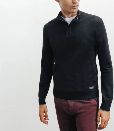 Pull col montant demi zippé noir - IZAC