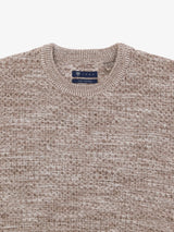 Pull col rond uni jeu de point taupe - IZAC