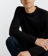 Pull lambswool col rond marron - IZAC
